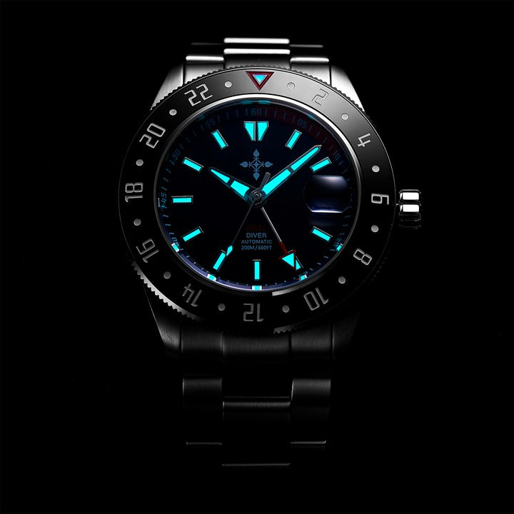 Seig Flamma - Automatic 200M Diver Watch - 42mm GMT Two-Time Zone Function